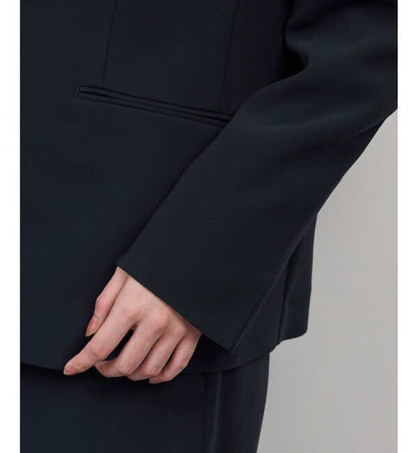 ROPE「トリアセダブルクロス Ｖネックジャケット/イージーケア・セットアップ対応・25AW」|ノーカラージャケット|