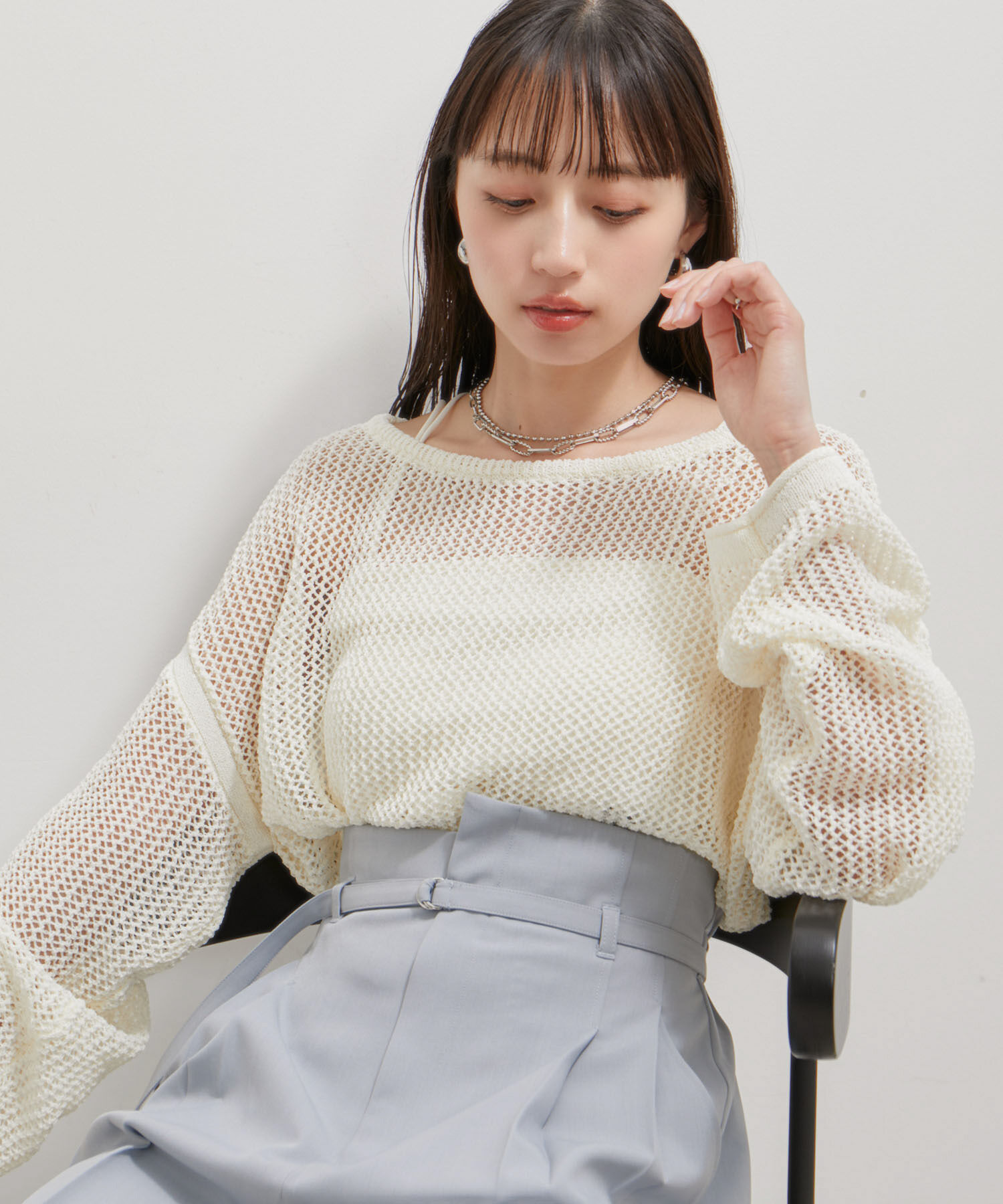 VIS「【洗える】メッシュサマーニット」|ニット・セーター|