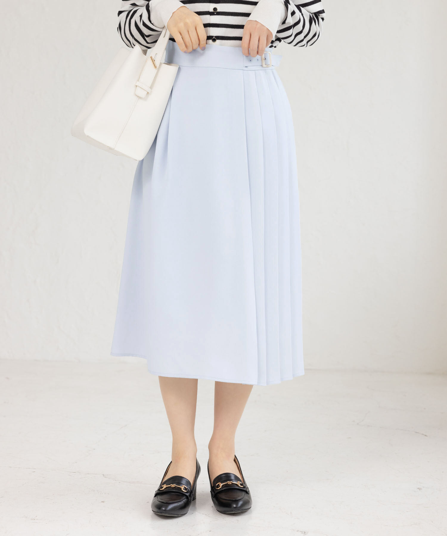 Rope&rsquo;Picnic「小柄さん向け/プリーツ切り替えスカート」|スカート|サックス(48)