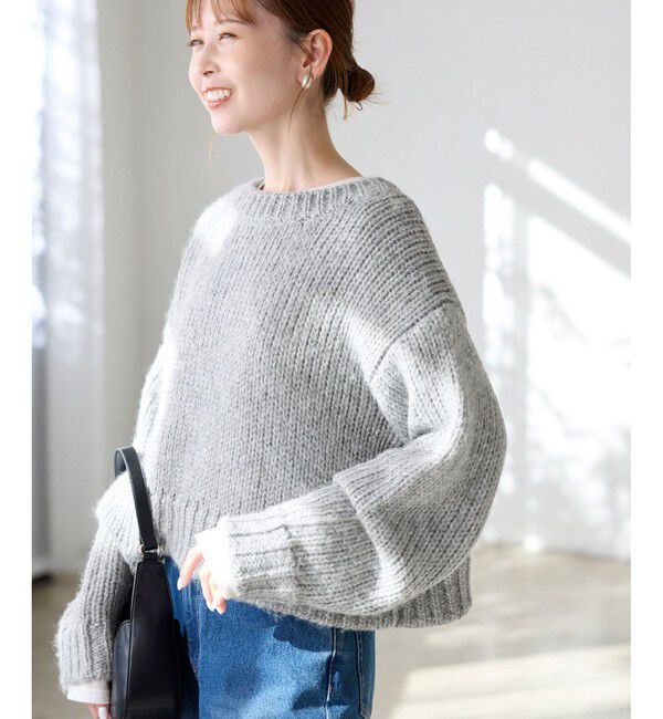 Rope&rsquo;Picnic「ラメリリーショートニットプルオーバー」|ニット・セーター|グレー