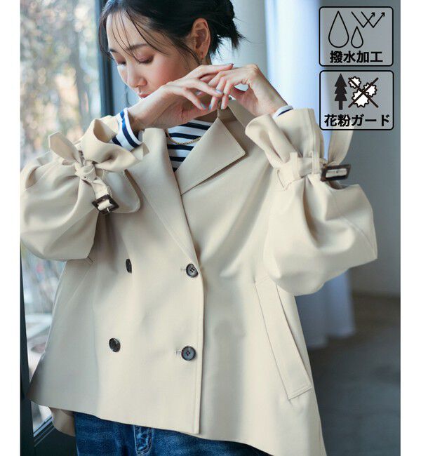Rope&rsquo;Picnic「【撥水加工・花粉ガード】ショートトレンチコート スプリングコート」|トレンチコート|ベージュ(27)