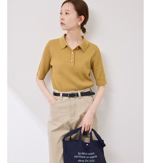 Rope&rsquo;Picnic「ミニケーブルハーフスリーブニットポロシャツ」|ポロシャツ|