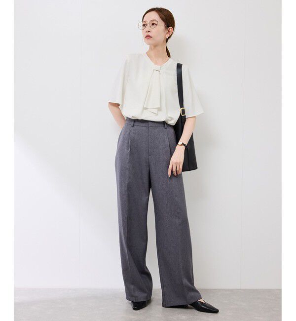 Rope&rsquo;Picnic「メタルパーツフロントフリルタイブラウス/通勤対応」|シャツ・ブラウス|