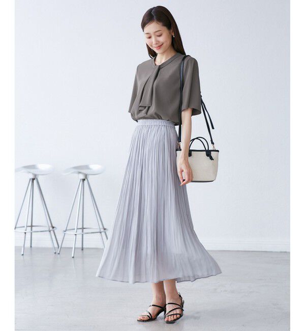 Rope&rsquo;Picnic「メタルパーツフロントフリルタイブラウス/通勤対応」|シャツ・ブラウス|