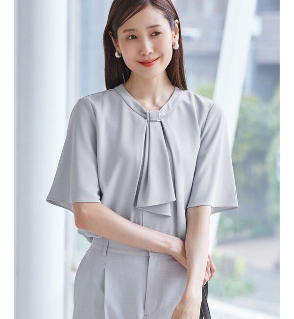 Rope&rsquo;Picnic「メタルパーツフロントフリルタイブラウス/通勤対応」|シャツ・ブラウス|