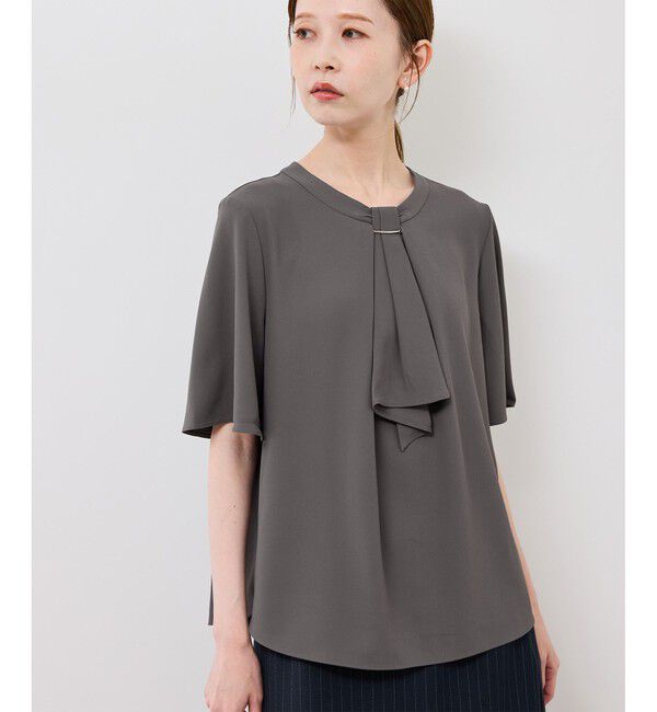 Rope&rsquo;Picnic「メタルパーツフロントフリルタイブラウス/通勤対応」|シャツ・ブラウス|