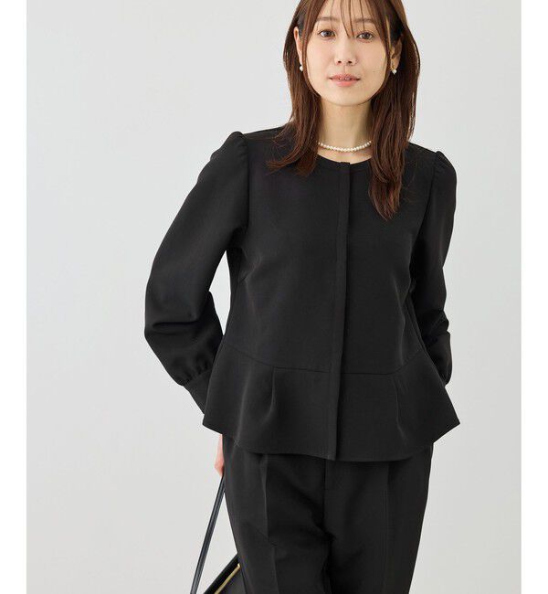 Rope&rsquo;Picnic「【WEB限定】360&deg;ウルトラストレッチ 羽織れるペプラムブラウス/ 花粉ガード・セットアップ対応」|シャツ・ブラウス|