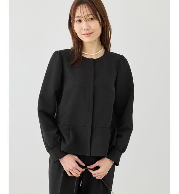 Rope&rsquo;Picnic「【WEB限定】360&deg;ウルトラストレッチ 羽織れるペプラムブラウス/ 花粉ガード・セットアップ対応」|シャツ・ブラウス|