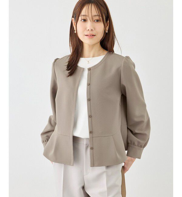 Rope&rsquo;Picnic「【WEB限定】360&deg;ウルトラストレッチ 羽織れるペプラムブラウス/ 花粉ガード・セットアップ対応」|シャツ・ブラウス|