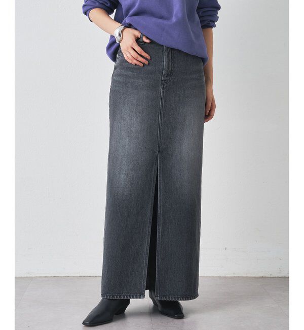  「デニムスリットスカート」|スカート|グレー