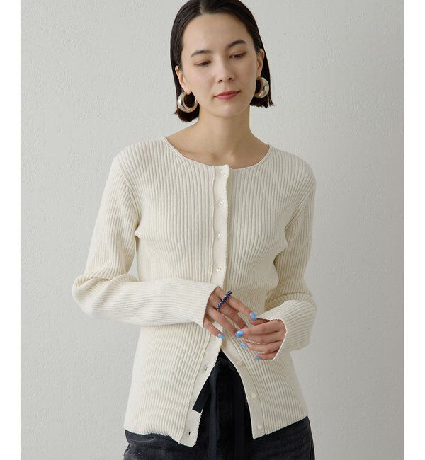  「RAW SILK リブカーディガン」|ニット・セーター|アイボリー
