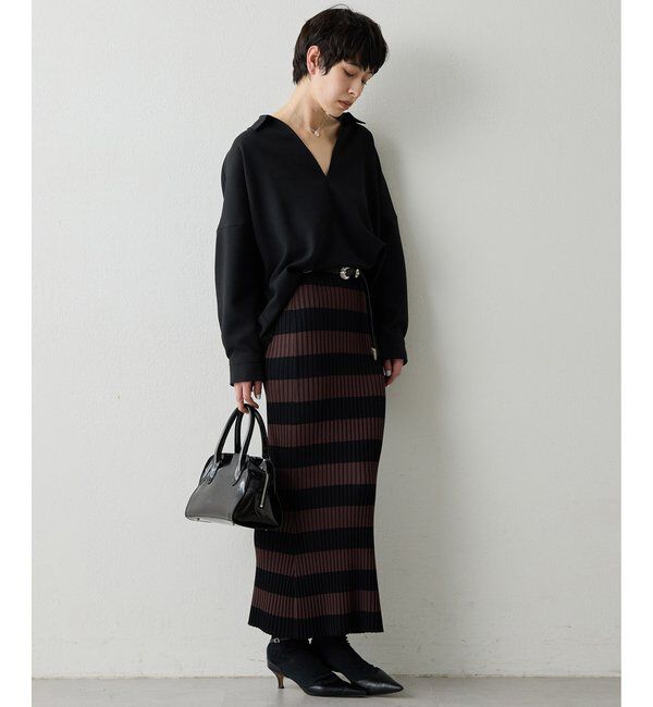  「ボーダーニットフィットスカート」|スカート|