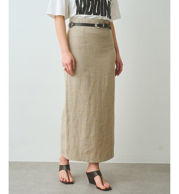  「リネンスカート」|スカート|ベージュ