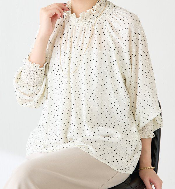  「ハイネックシャーリングドットブラウス」|シャツ・ブラウス|