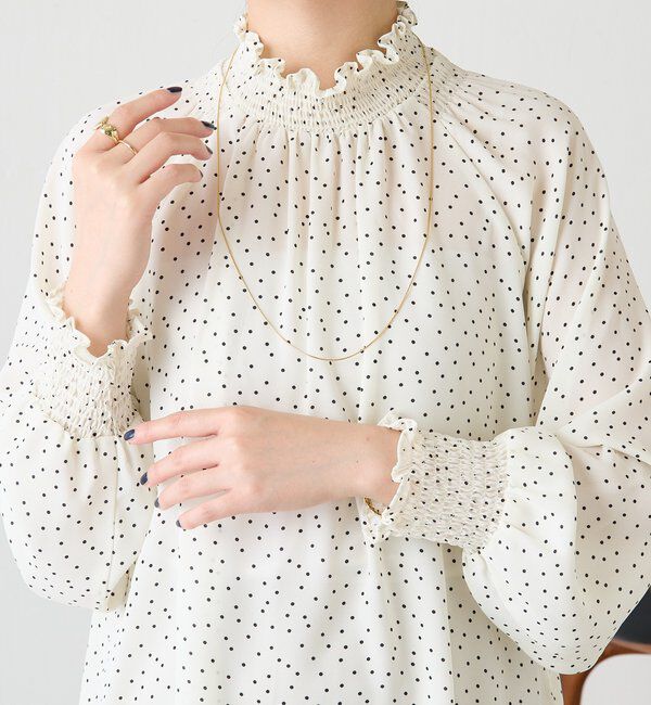  「ハイネックシャーリングドットブラウス」|シャツ・ブラウス|