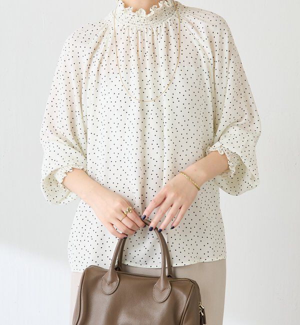  「ハイネックシャーリングドットブラウス」|シャツ・ブラウス|