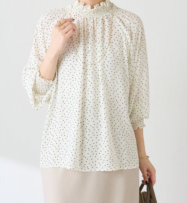  「ハイネックシャーリングドットブラウス」|シャツ・ブラウス|