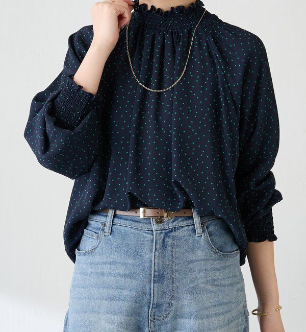  「ハイネックシャーリングドットブラウス」|シャツ・ブラウス|