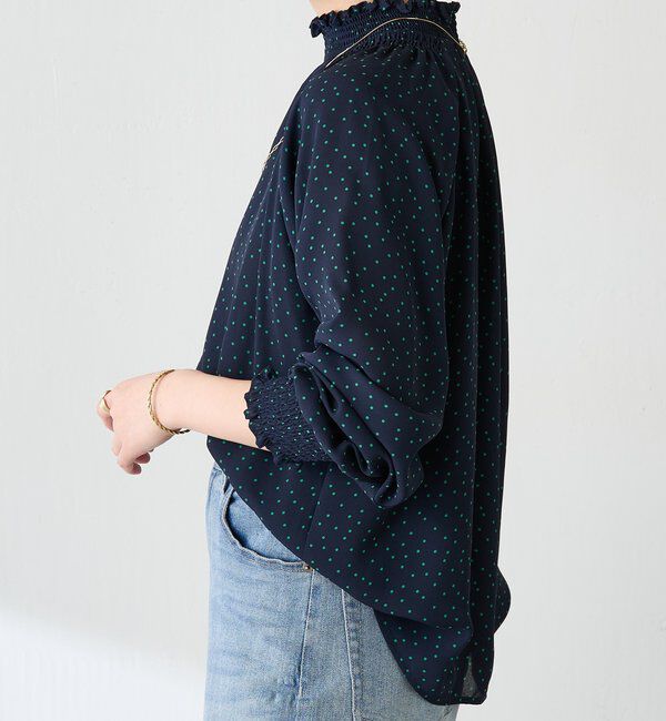  「ハイネックシャーリングドットブラウス」|シャツ・ブラウス|