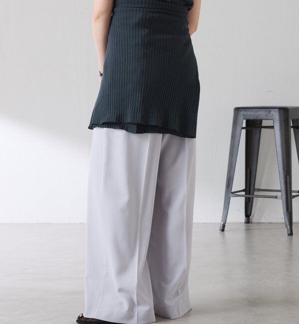  「《マイナス3kg見え/サイズ展開豊富》ジャージワイドパンツ」|スラックス|