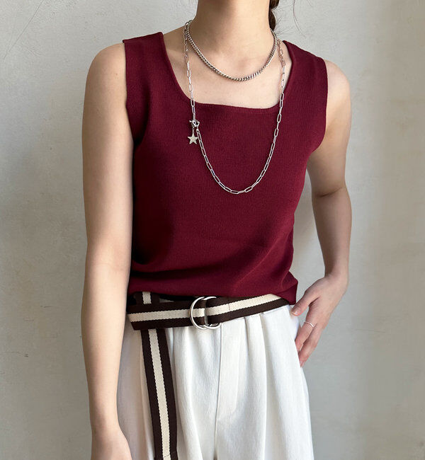  「スクエアニットタンク」|ニット・セーター|ボルドー