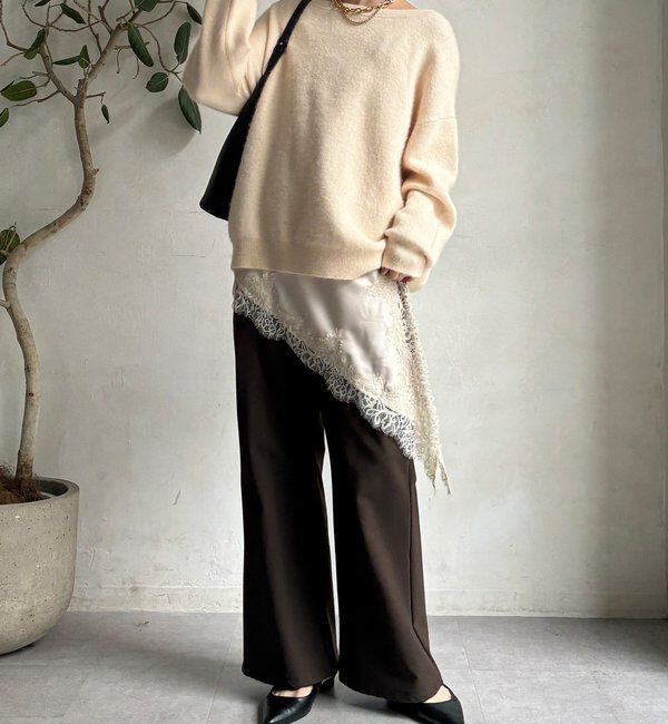  「ファーウールボートネックプルオーバー」|ニット・セーター|