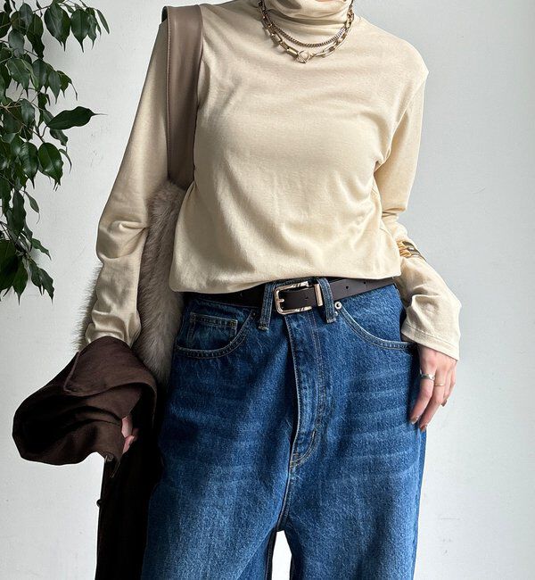  「オーガニックコットンタートル」|Tシャツ・カットソー|ライトベージュ