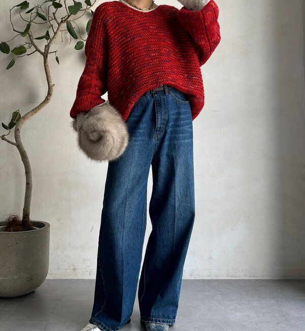  「MIXヤーンVネックプルオーバー」|ニット・セーター|