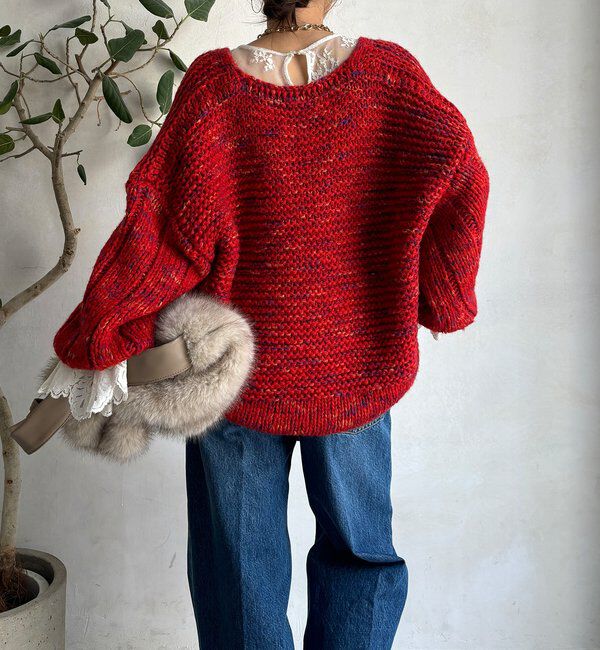  「MIXヤーンVネックプルオーバー」|ニット・セーター|