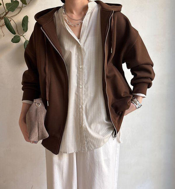  「ボンディングジップフーディー」|Tシャツ・カットソー|ブラウン