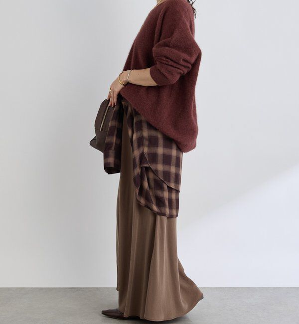  「【抜け感シルエット】ヘアリーウール片畦Vネックニット」|ニット・セーター|