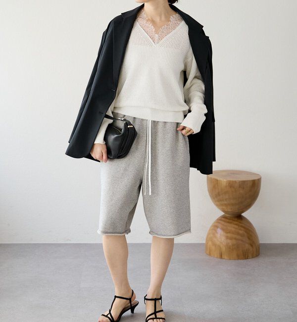  「【トレンド感抜群】ペーパーヤーンレース衿ニット」|ニット・セーター|