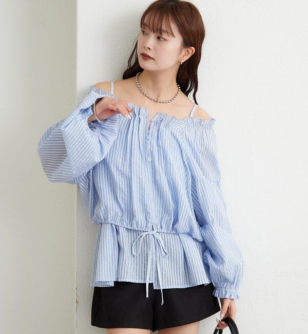  「ラメストライプビスチェSETブラウス」|シャツ・ブラウス|