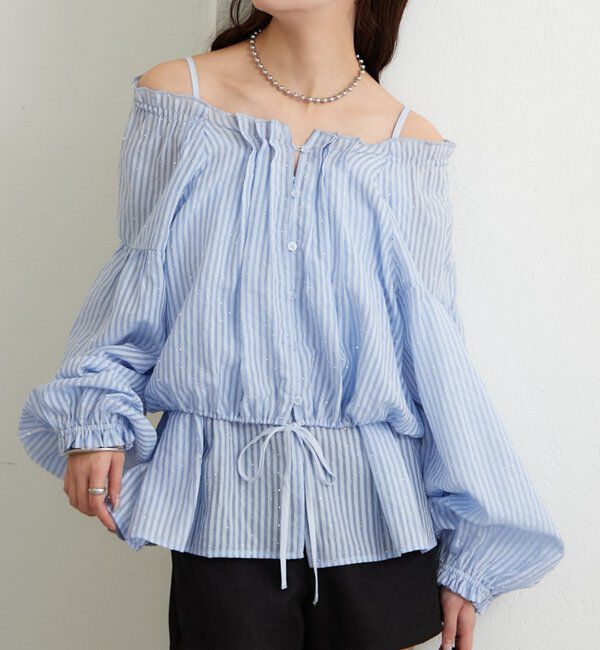  「ラメストライプビスチェSETブラウス」|シャツ・ブラウス|