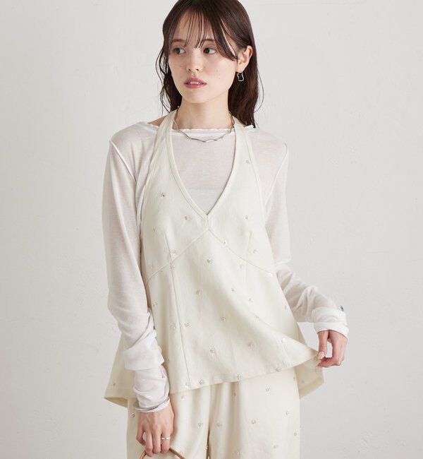  「ビジューフラワーホルタービスチェ」|シャツ・ブラウス|