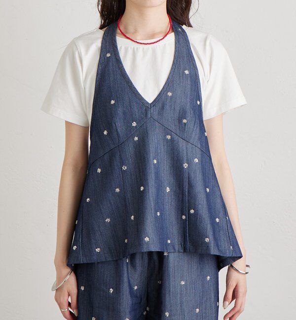  「ビジューフラワーホルタービスチェ」|シャツ・ブラウス|