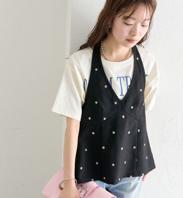  「ビジューフラワーホルタービスチェ」|シャツ・ブラウス|