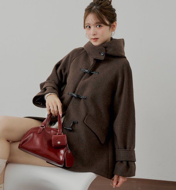  「【WEB限定】フードダッフルミドルコート」|その他|ブラウン