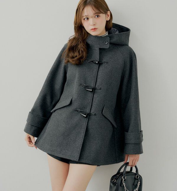  「【WEB限定】フードダッフルミドルコート」|その他|チャコールグレー