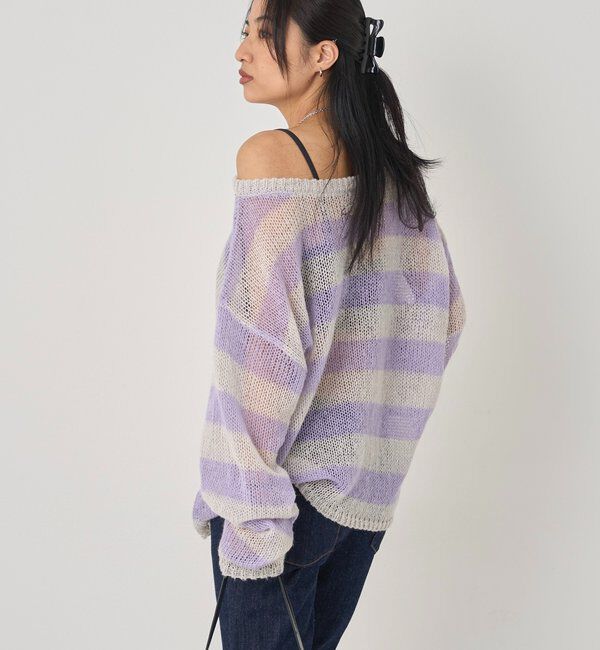  「ワイドボーダーメッシュニット」|ニット・セーター|