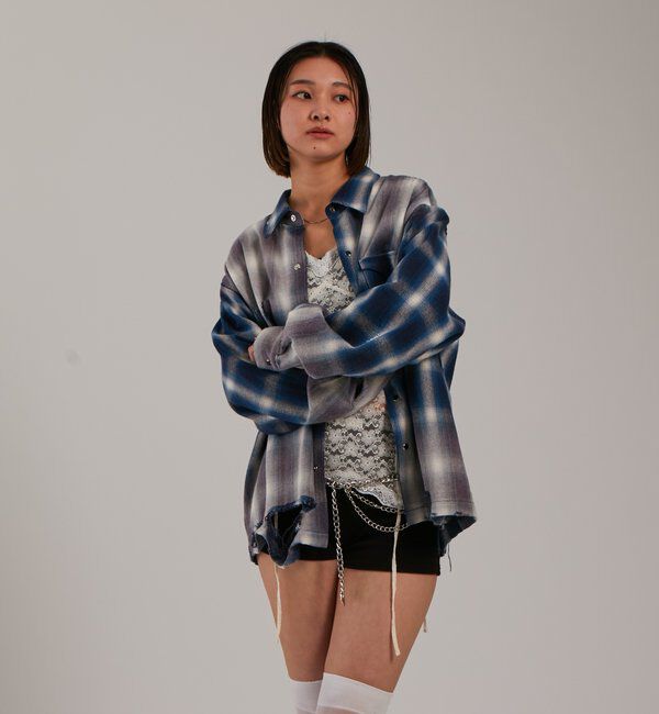  「【FromVintage】ダメージチェックシャツ」|シャツ・ブラウス|