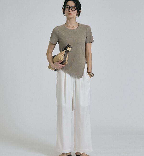 qualite「【大人ラメ&times;スリット】ラメテレコTシャツ」|Tシャツ・カットソー|