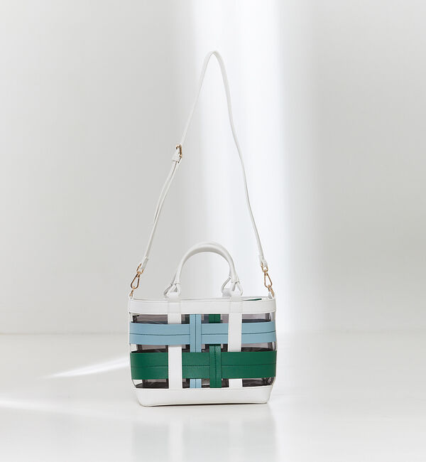 LOWELL things「【STORY 23'6月号 P172掲載】Colatti/配色クリア2WAYトー」|ハンドバッグ|グリーン