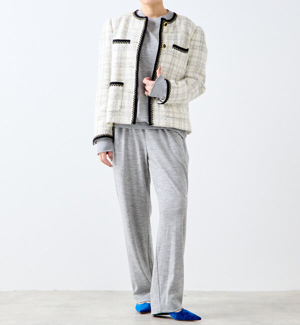 A_「【A＿/エース】ツイードジャケット」|ノーカラージャケット|