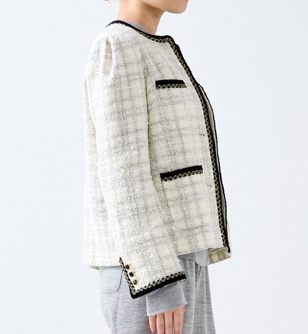 A_「【A＿/エース】ツイードジャケット」|ノーカラージャケット|