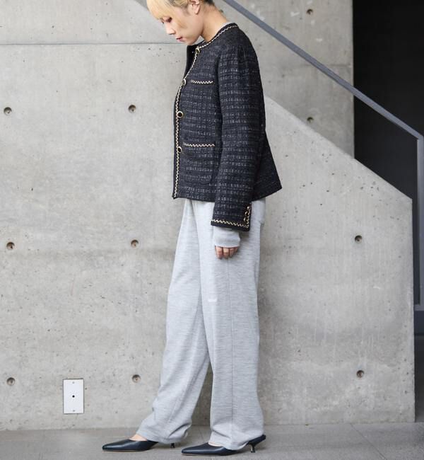 A_「【A＿/エース】ツイードジャケット」|ノーカラージャケット|