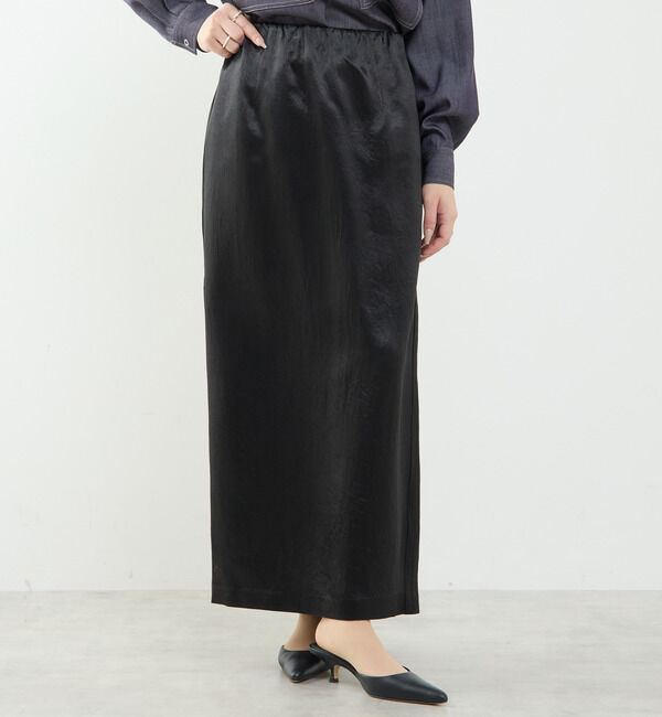 SOFFITTO「上品な光沢感のIラインスカート」|スカート|ブラック