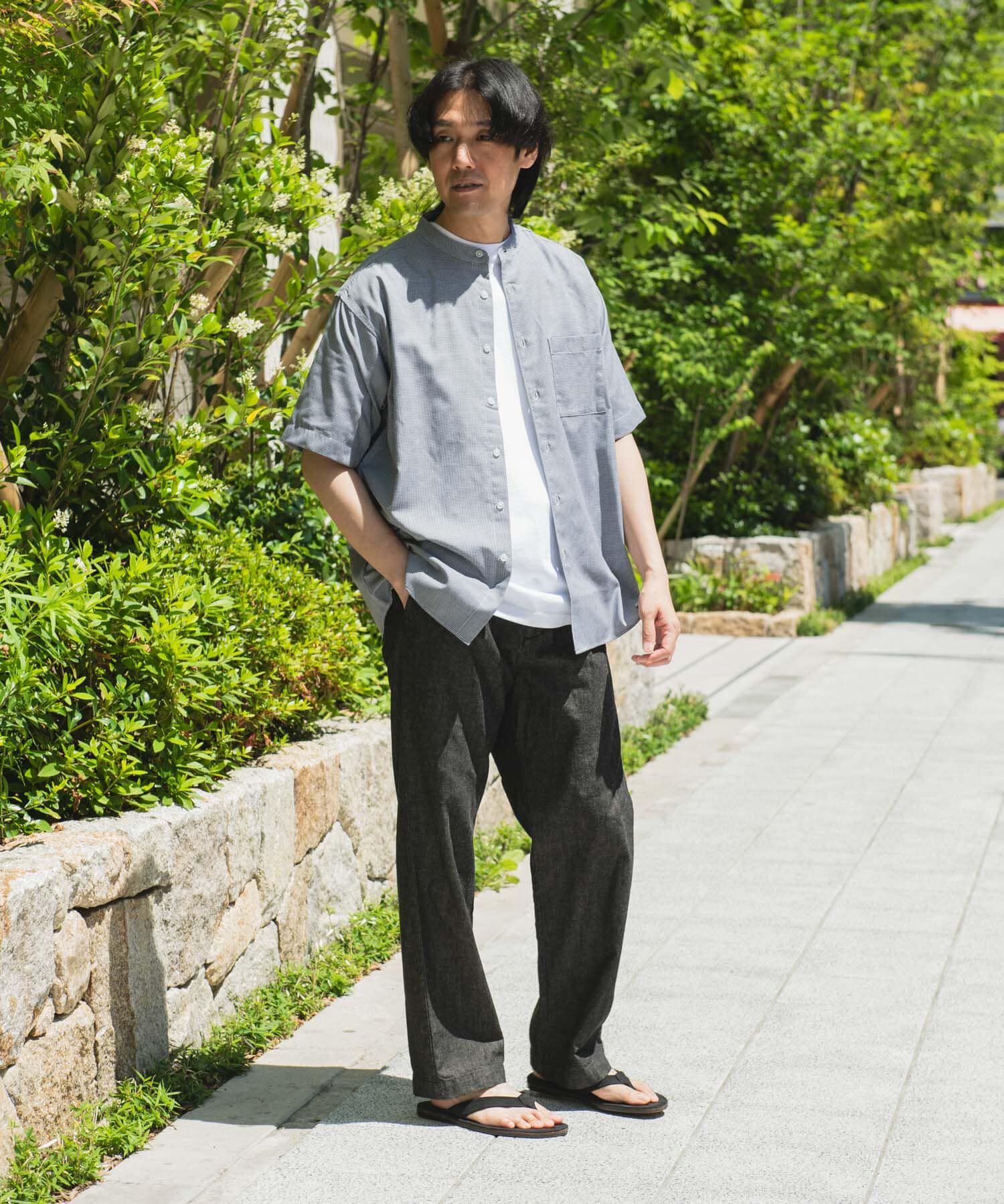 URBAN RESEARCH DOORS「TC バンドカラー ショートスリーブシャツ」|シャツ・ブラウス|