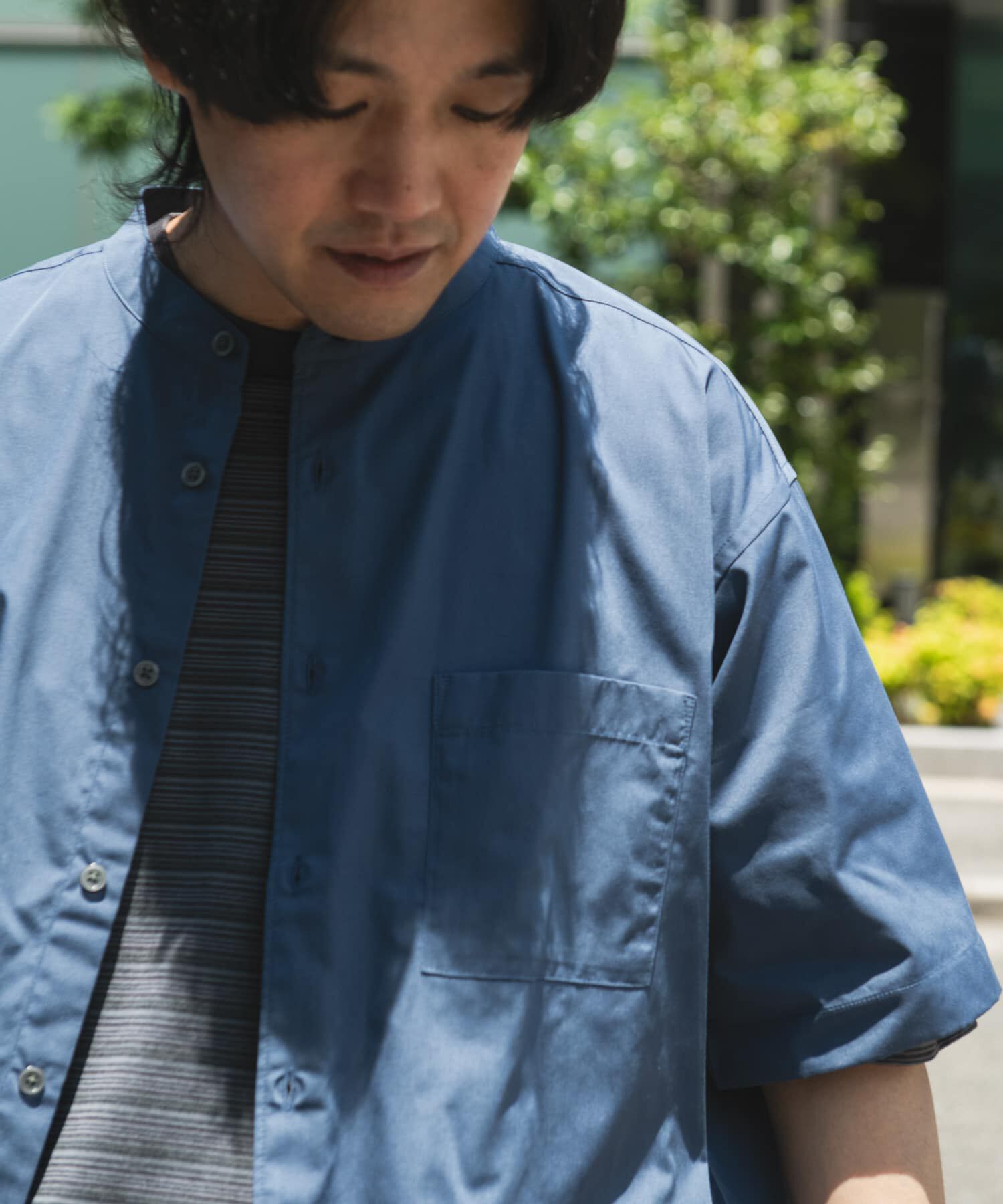 URBAN RESEARCH DOORS「TC バンドカラー ショートスリーブシャツ」|シャツ・ブラウス|