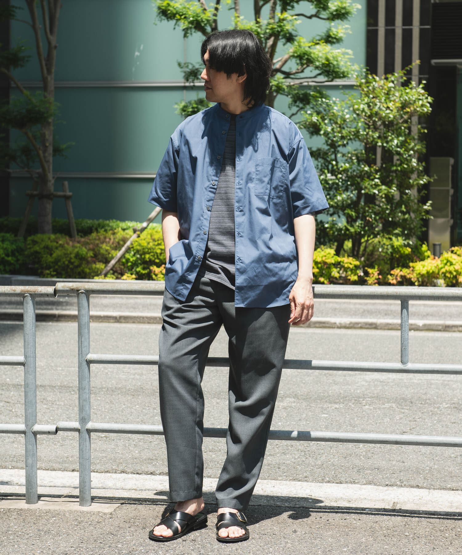 URBAN RESEARCH DOORS「TC バンドカラー ショートスリーブシャツ」|シャツ・ブラウス|